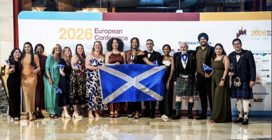 JCI Scotland delegation with the Saltire at the 2026 European Conference